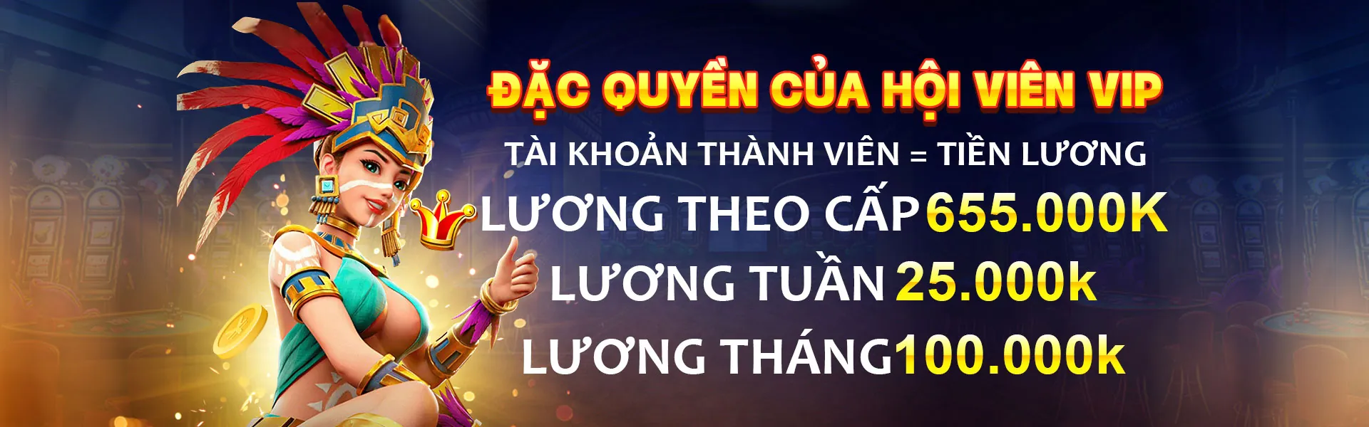 Hình ảnh sang trọng thể hiện đặc quyền VIP tại 56win với tông vàng và đen